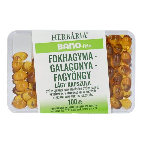 Herbária Bánó-féle fokhagyma-galagonya-fagyöngy lágy kapszula, 100 db
