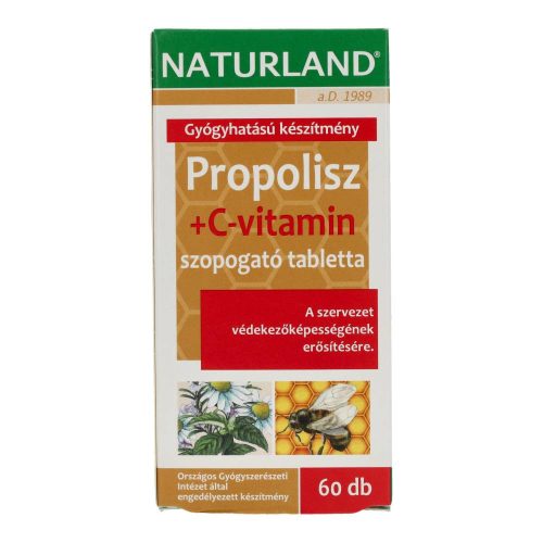 Naturland propolisz + C-vitamin szopogató tabletta, 60 db
