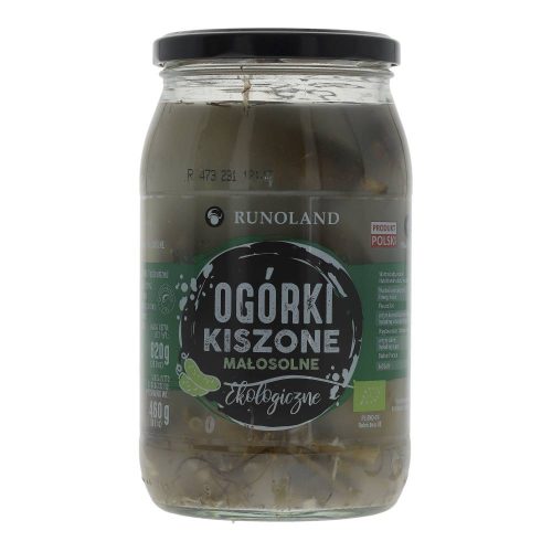 Runoland bio kovászos uborka, alacsony sótartalmú, 830 g