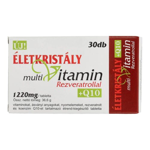 Életkristály multivitamin rezveratrollal + Q10, tabletta, 30 db