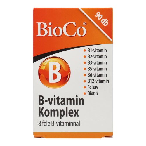 Bioco B-vitamin komplex tabletta, 8 féle B-vitaminnal, 90 db