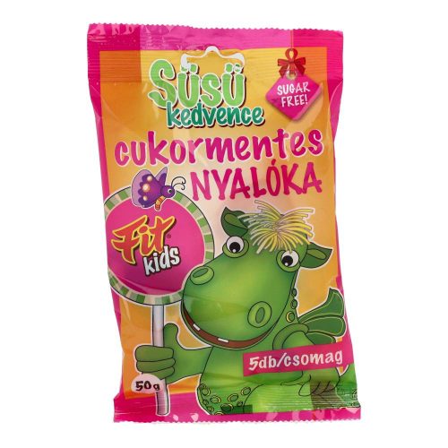 Fit Kids Süsü kedvence cukormentes nyalóka, 5 db