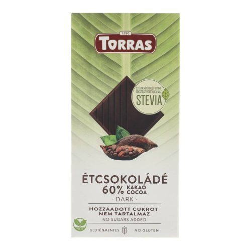 Torras steviás étcsokoládé, 60% kakaó, 100 g
