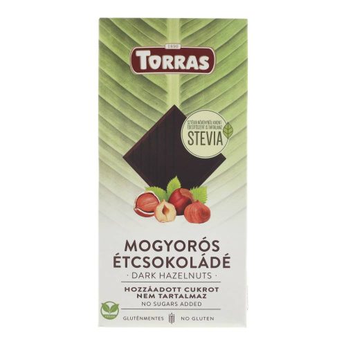 Torras étcsokoládé steviával, mogyorós, 125 g