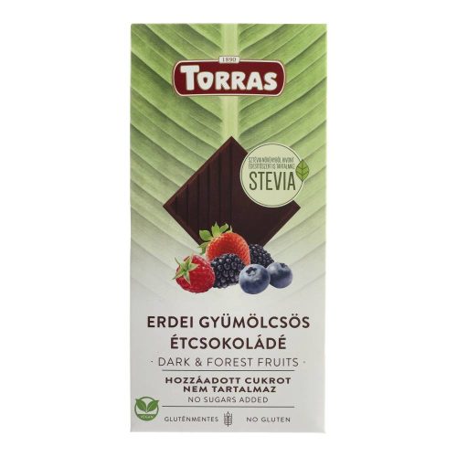 Torras étcsokoládé steviával, erdei gyümölcsös, 125 g