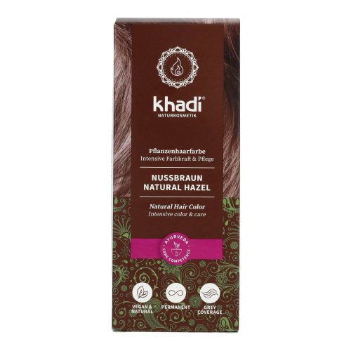 Khadi növényi hajfesték, por, mogyoróbarna, 100 g