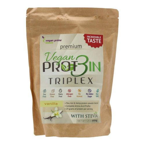 Vegan Prime Nutrition Vegan Prot3in Triplex fehérjekeverék, vanília, 550 g