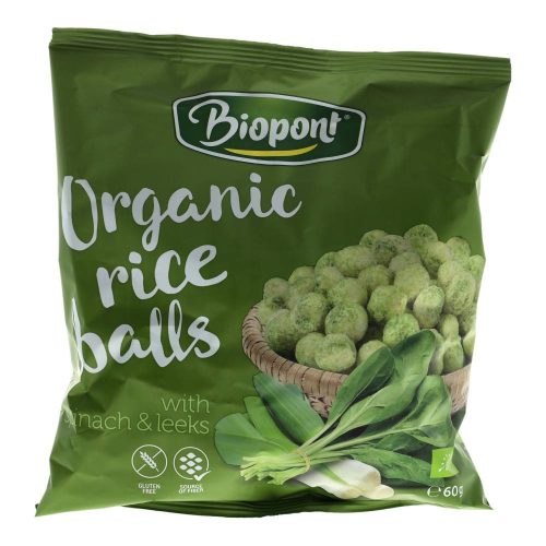 Biopont bio rizsgolyó, póréhagymás-spenótos, 60 g
