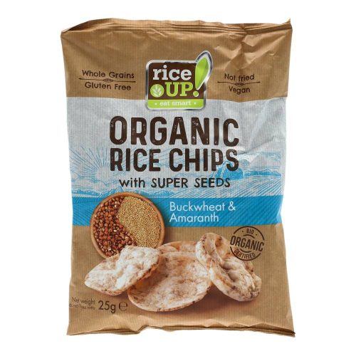 Rice UP szupermagvas bio rizs-csipsz, hajdinával és amaránttal, 25 g