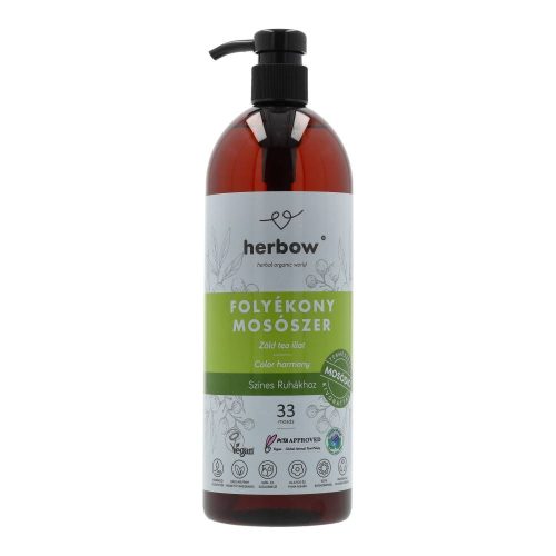 Herbow folyékony mosószer, színes ruhákhoz, zöld tea illattal, 1000 ml
