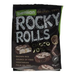   Benlian Rocky Rolls puffasztott barnarizs-szelet, étcsokoládés, 70 g