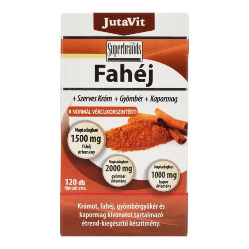 Jutavit fahéj filmtabletta, szerves króm, gyömbér, kapormag, 120 db