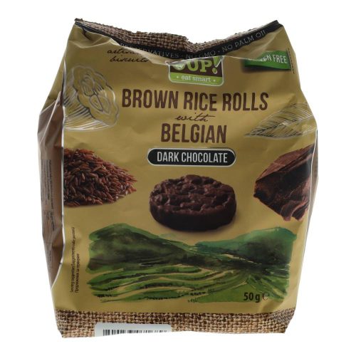Rice UP puffasztott barnarizs-szelet, belga étcsokoládés, 50 g