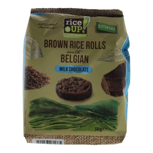Rice UP puffasztott barnarizs-szelet, belga tejcsokoládés, 50 g