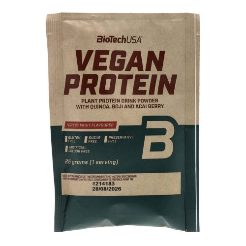 BioTechUSA Vegan Protein növényi fehérje italpor, erdei gyümölcsös, 25 g