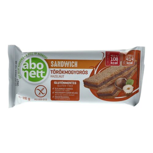 Abonett gluténmentes szendvics, törökmogyorós, 26 g