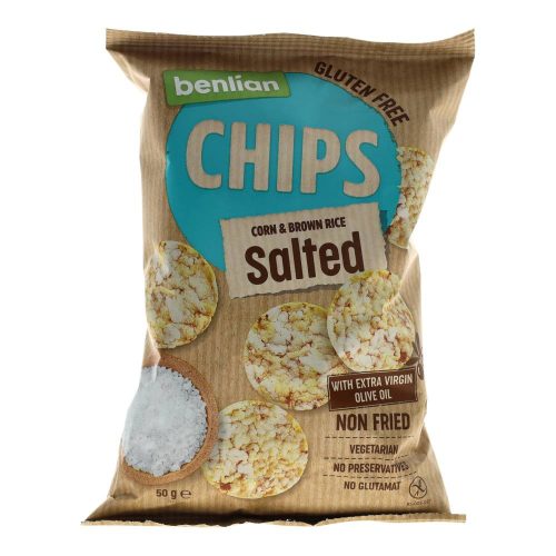 Benlian Corn & Rice kukorica- és barnarizs csipsz, sós, 50 g