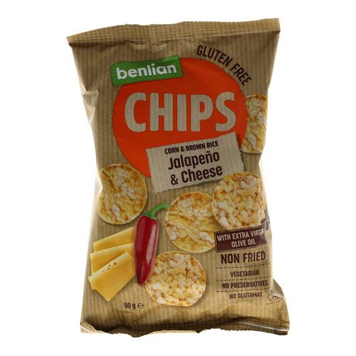 Benlian Corn & Rice Benlian Corn & Rice kukorica- és barnarizs csipsz, sajt és jalapeno, 50 g