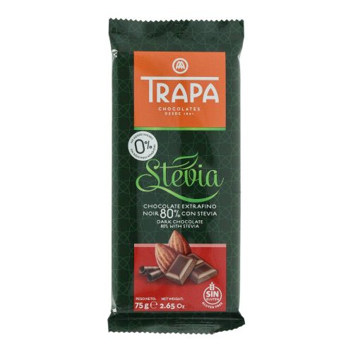 Trapa Stevia étcsokoládé, 80% kakaó, 75 g
