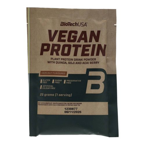 BioTechUSA Vegan Protein növényi fehérje italpor, mogyorós, 25 g