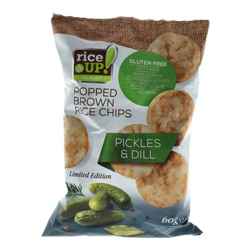 Rice UP barnarizs-csipsz, savanyú uborkás-kapros, 60 g