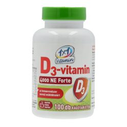   1X1 Vitamin D3-vitamin rágótabletta, forte, 4000 NE, 100 db